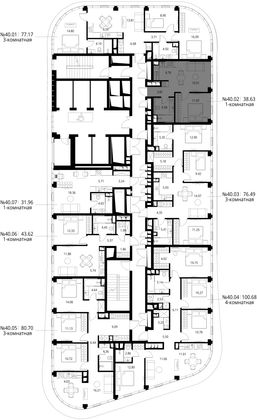 Продажа 1-комнатной квартиры 38,6 м², 40/49 этаж