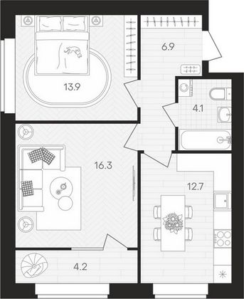 Продажа 2-комнатной квартиры 58,1 м², 10/10 этаж