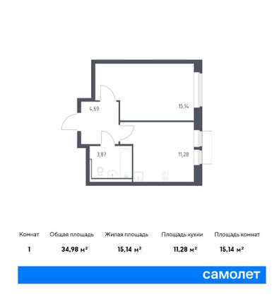 35 м², 1-комн. квартира, 5/7 этаж