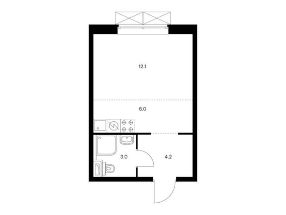 Продажа квартиры-студии 25,3 м², 3/13 этаж