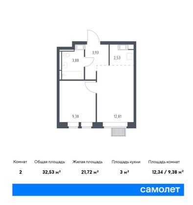 32,5 м², 1-комн. квартира, 19/25 этаж