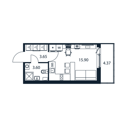 Продажа квартиры-студии 24,5 м², 1/12 этаж