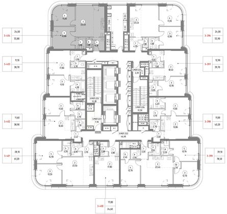 Продажа 2-комнатной квартиры 55,8 м², 47/53 этаж