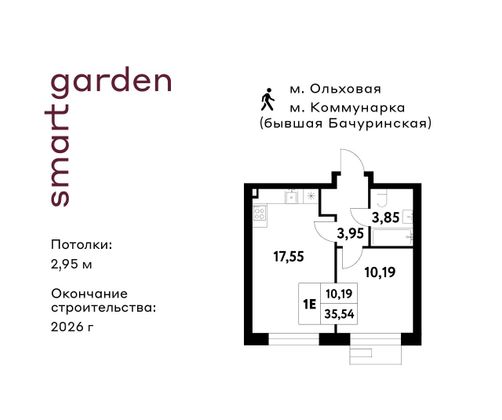 Продажа 1-комнатной квартиры 35,5 м², 2/16 этаж