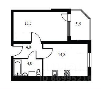 Продажа 1-комнатной квартиры 45 м², 2/4 этаж