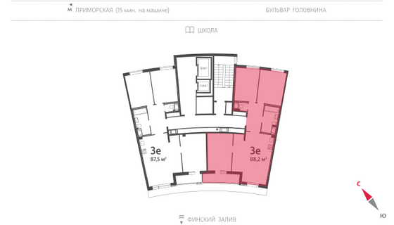 88,2 м², 3-комн. квартира, 14/14 этаж