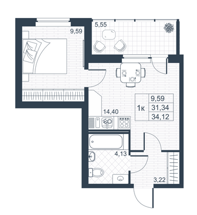 Продажа 2-комнатной квартиры 56,2 м², 1/9 этаж