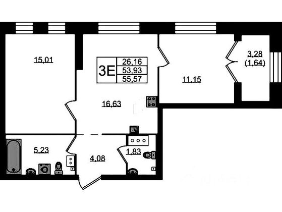 Продажа 2-комнатной квартиры 55,6 м², 2/13 этаж