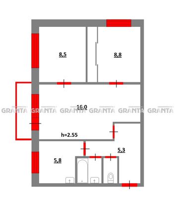 Продажа 3-комнатной квартиры 47,7 м², 2/5 этаж