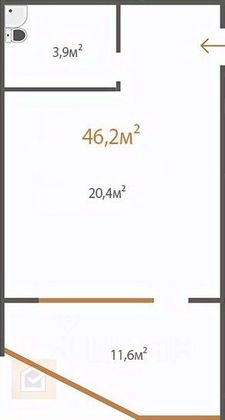 Продажа квартиры-студии 46,2 м², 4/9 этаж