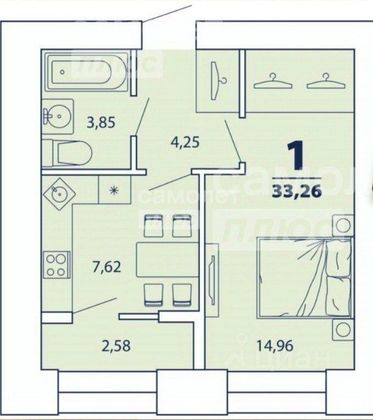 Продажа 1-комнатной квартиры 33 м², 8/16 этаж