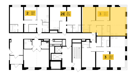 Продажа 3-комнатной квартиры 85,2 м², 2/14 этаж
