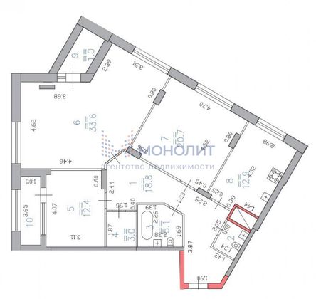 Продажа 3-комнатной квартиры 115,5 м², 16/21 этаж