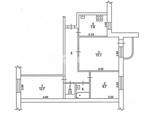 Продажа 3-комнатной квартиры 62 м², 1/9 этаж