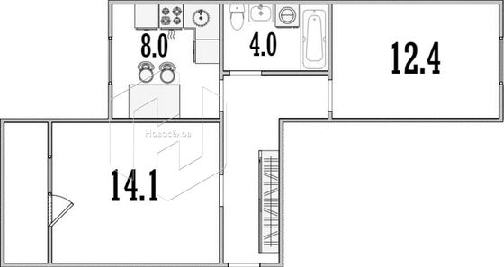 Продажа 2-комнатной квартиры 46,3 м², 5/5 этаж