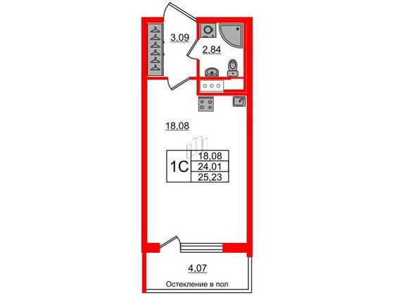 Продажа квартиры-студии 24 м², 2/10 этаж