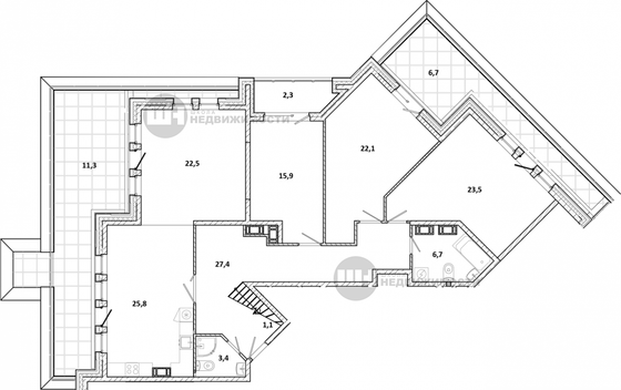 Продажа многокомнатной квартиры 212,4 м², 7/7 этаж