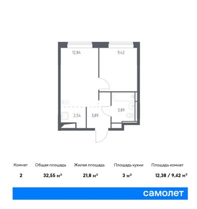 32,5 м², 1-комн. квартира, 2/10 этаж