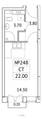 22 м², студия, 8/11 этаж