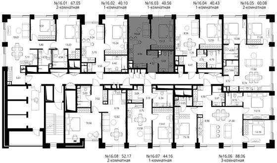 Продажа 1-комнатной квартиры 40,6 м², 16/27 этаж