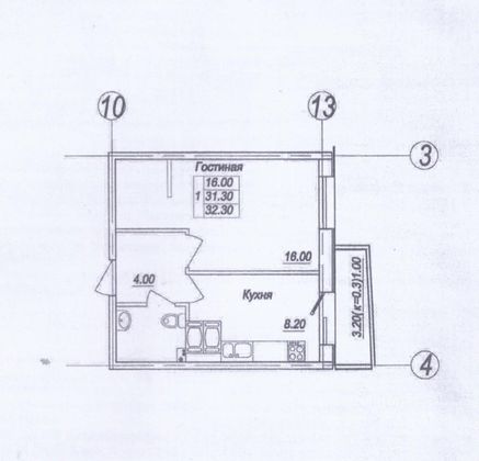 Продажа 1-комнатной квартиры 32 м², 24/25 этаж