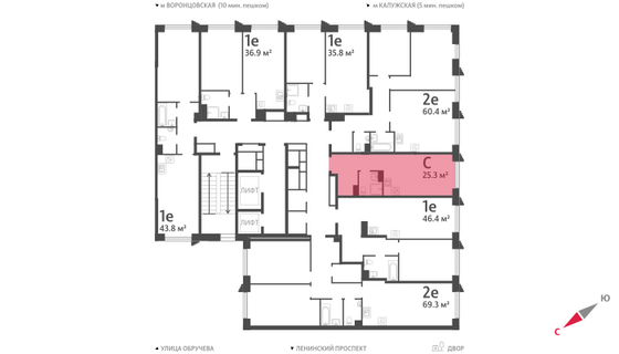 Продажа квартиры-студии 25,3 м², 3/58 этаж