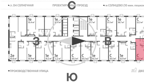 Продажа квартиры-студии 22,2 м², 20/24 этаж