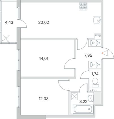 Продажа 2-комнатной квартиры 60,3 м², 2/8 этаж