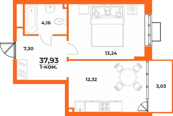 Продажа 1-комнатной квартиры 37,9 м², 10/10 этаж