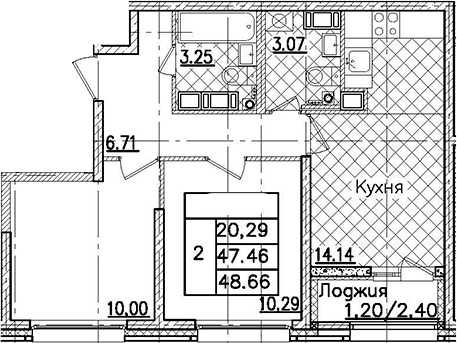 Продажа квартиры-студии 28,5 м², 3/22 этаж