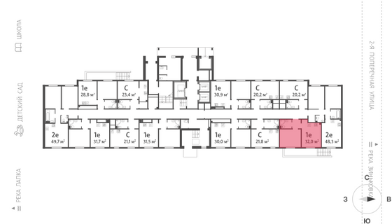 32 м², 1-комн. квартира, 1/11 этаж