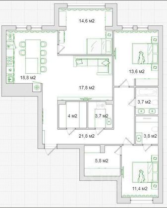 Продажа 4-комнатной квартиры 119 м², 6/18 этаж