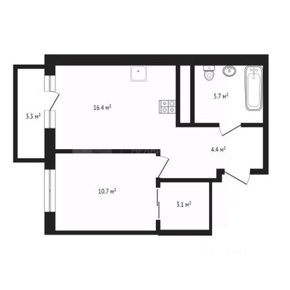 Продажа 1-комнатной квартиры 41,3 м², 3/10 этаж