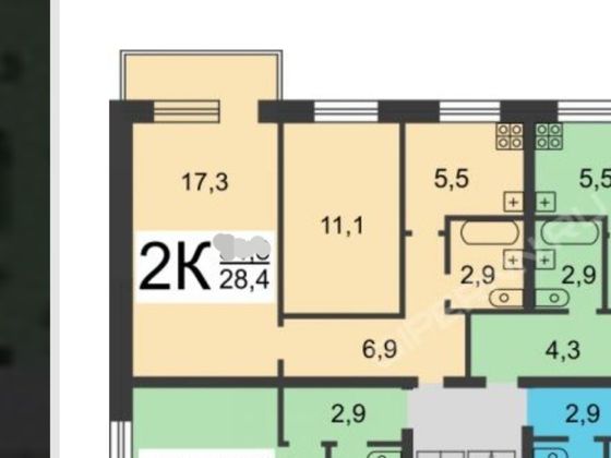 Продажа 2-комнатной квартиры 44 м², 4/5 этаж