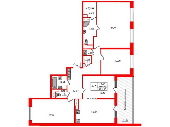 Продажа 4-комнатной квартиры 118,1 м², 9/9 этаж