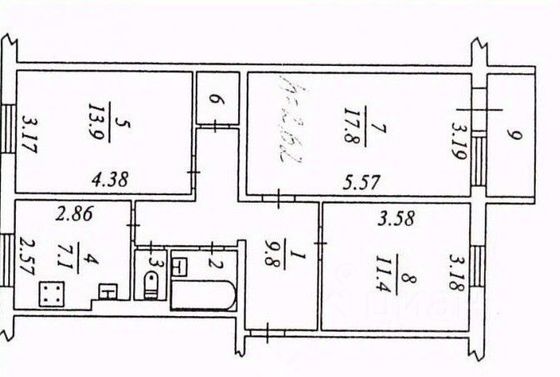 Аренда 3-комнатной квартиры 67 м², 2/5 этаж