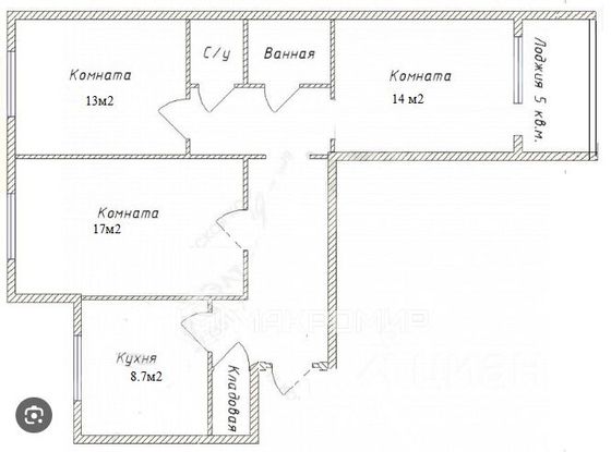 Продажа 3-комнатной квартиры 65 м², 3/9 этаж