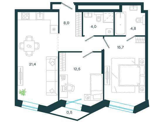 Продажа 3-комнатной квартиры 66,9 м², 13/24 этаж