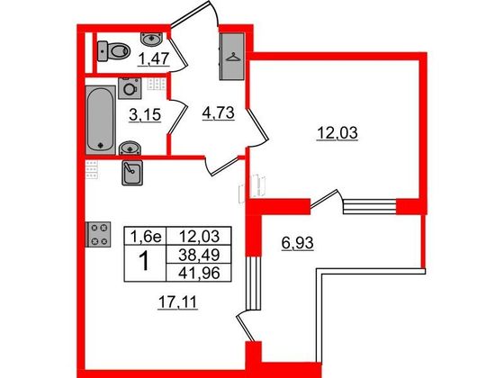Продажа 1-комнатной квартиры 38,5 м², 4/5 этаж