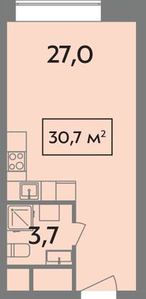 Продажа квартиры-студии 30,7 м², 13/14 этаж