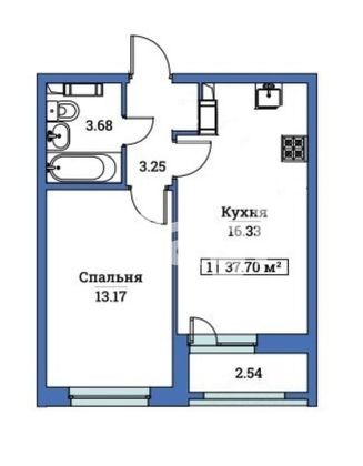 Продажа 1-комнатной квартиры 37,7 м², 11/22 этаж