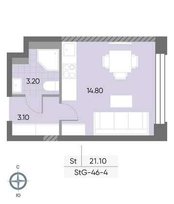 Продажа квартиры-студии 21,1 м², 4/30 этаж