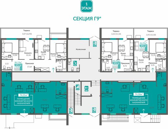 Продажа 1-комнатной квартиры 38,2 м², 1/9 этаж