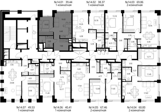 Продажа 2-комнатной квартиры 39,4 м², 14/21 этаж