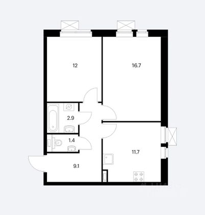 Продажа 2-комнатной квартиры 53,8 м², 20/25 этаж