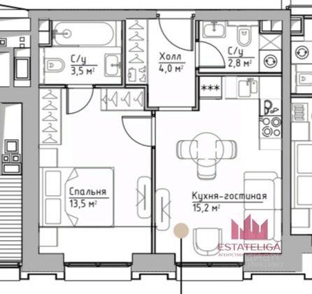 Продажа 1-комнатной квартиры 39 м², 6/33 этаж