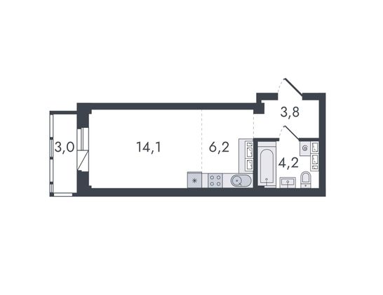 Продажа квартиры-студии 31,3 м², 11/16 этаж