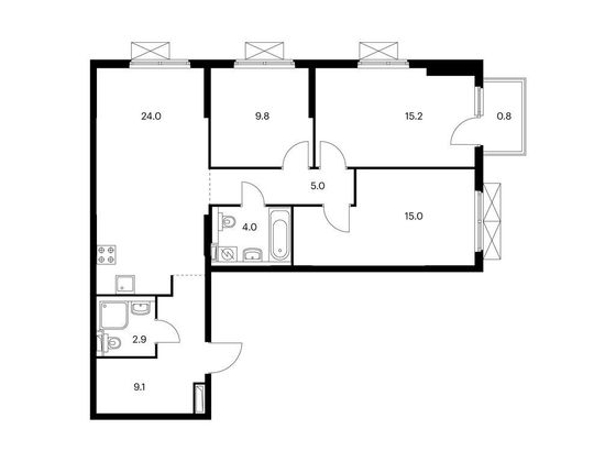 Продажа 3-комнатной квартиры 85,8 м², 19/25 этаж
