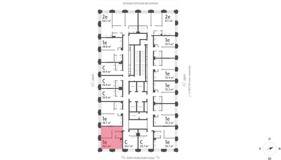 Продажа 1-комнатной квартиры 36,2 м², 22/43 этаж