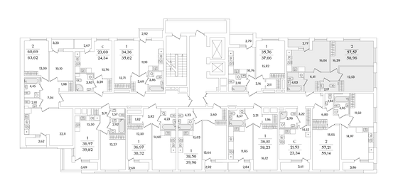 Продажа 2-комнатной квартиры 59 м², 7/17 этаж